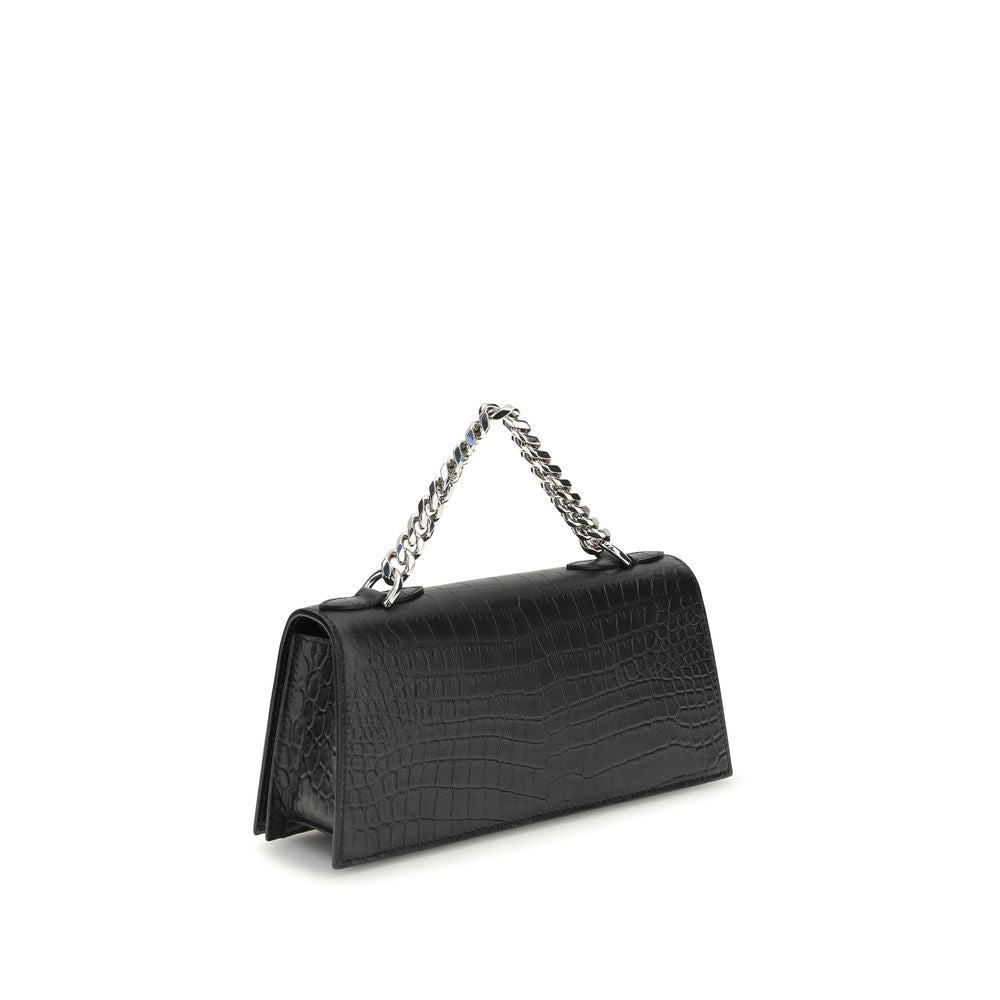 Alexander McQueen Schwarze Kalbsleder Bos Taurus Schultertasche