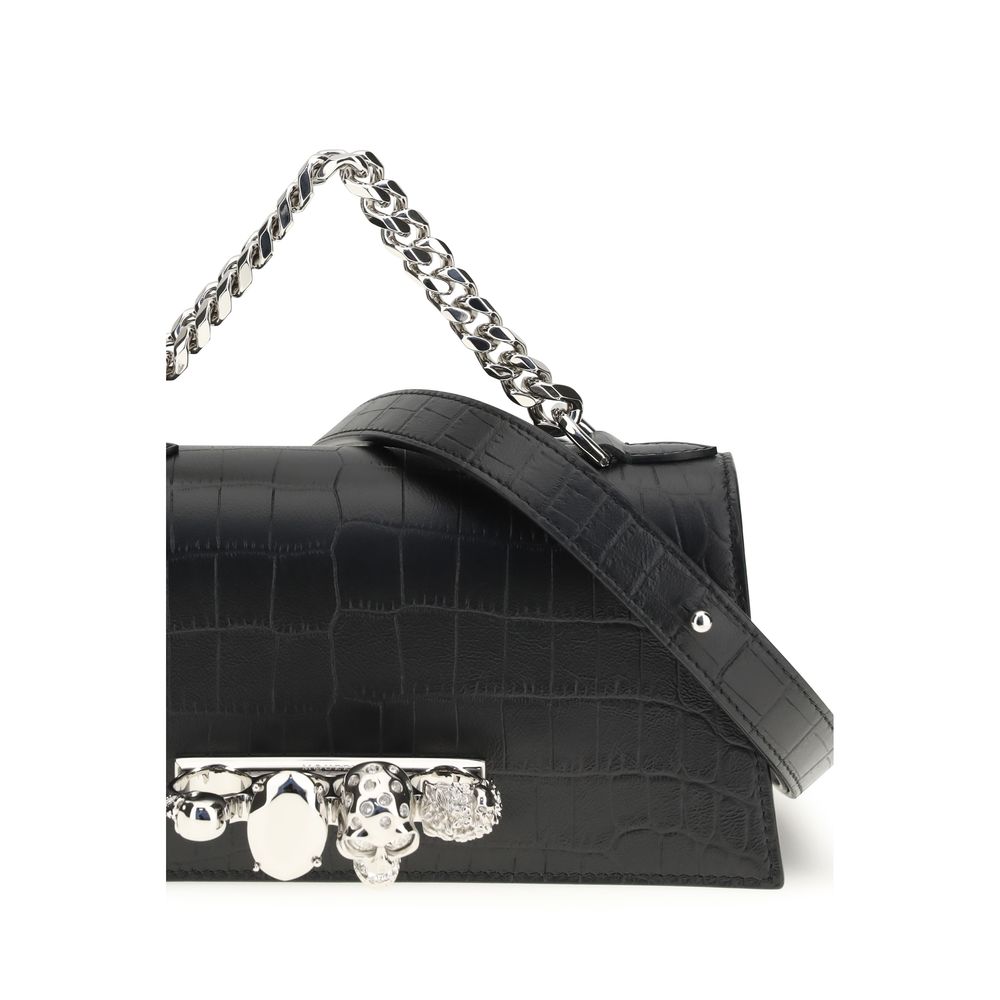 Alexander McQueen Schwarze Kalbsleder Bos Taurus Schultertasche