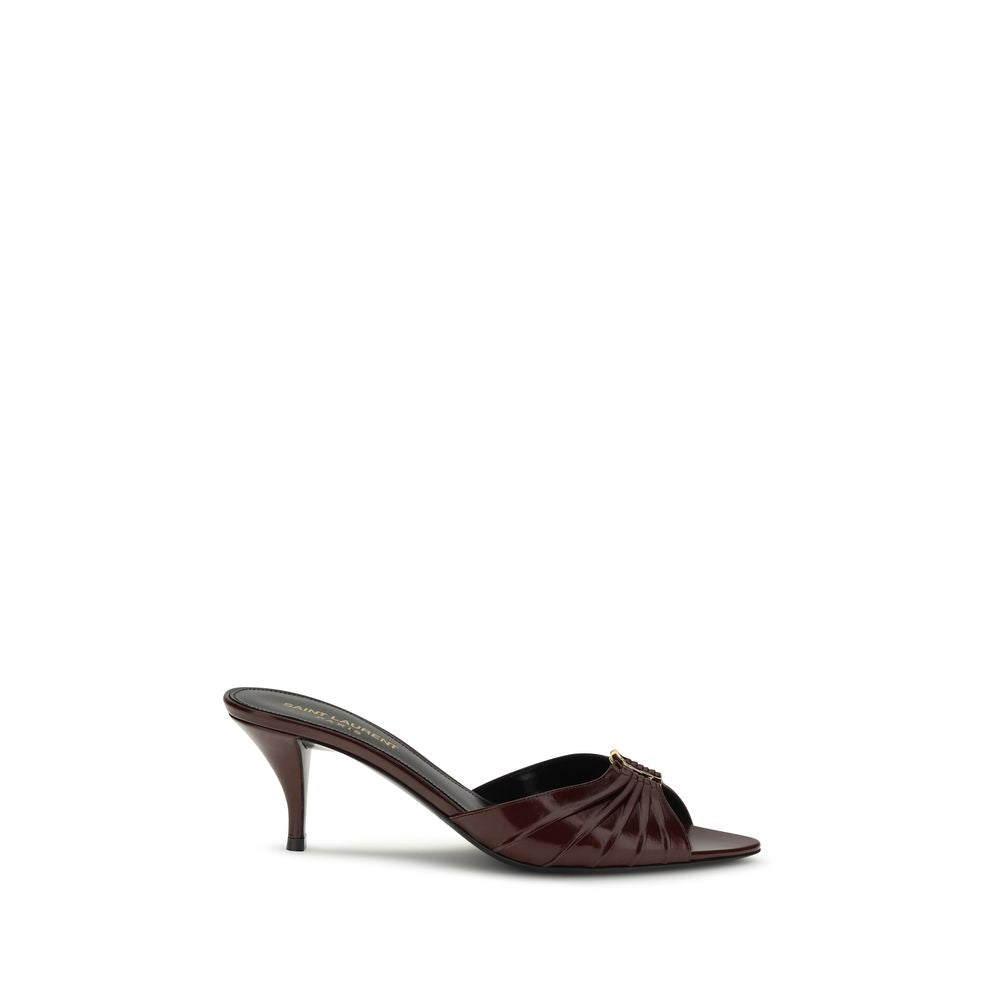 Saint Laurent Bordeaux Calf Leather Bos Taurus Stiletto-Sandalen