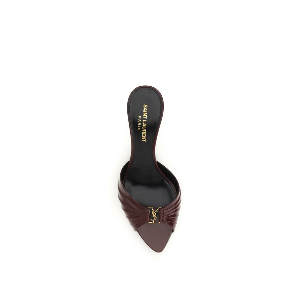 Saint Laurent Bordeaux Calf Leather Bos Taurus Stiletto-Sandalen