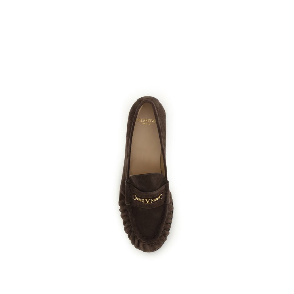 Valentino Garavani Braune Kalbsleder Bos Taurus Slipper-Loafer