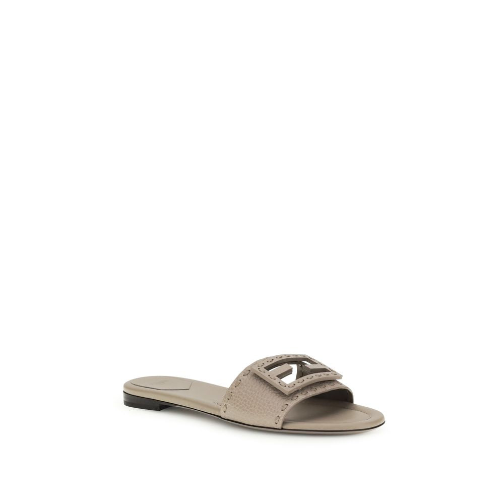 Fendi Graue Bos Taurus Kalbsleder-Sandalen