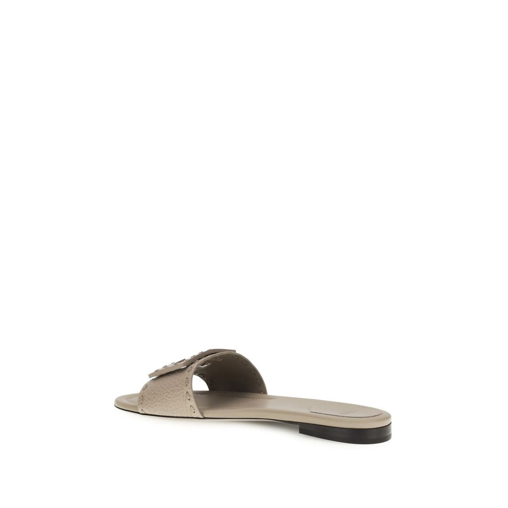 Fendi Graue Bos Taurus Kalbsleder-Sandalen