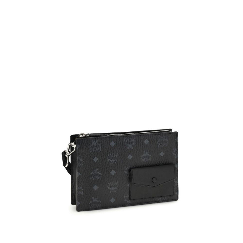 MCM Schwarze Bos Taurus Kalbsleder Schultertasche