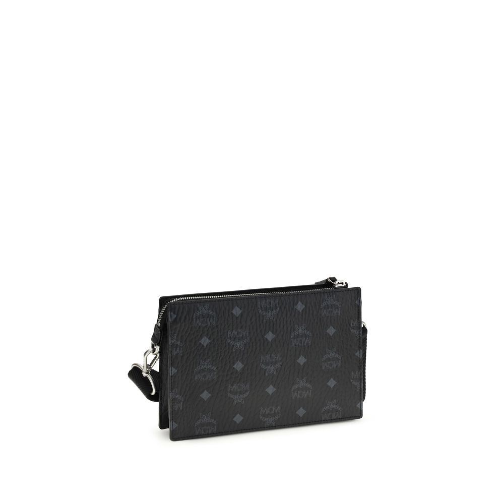 MCM Schwarze Bos Taurus Kalbsleder Schultertasche