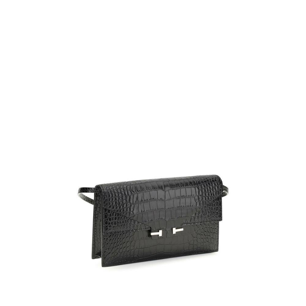 Tom Ford Schwarze Bos Taurus Kalbsleder Schultertasche