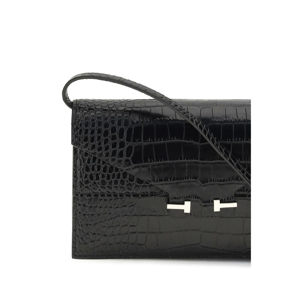 Tom Ford Schwarze Bos Taurus Kalbsleder Schultertasche