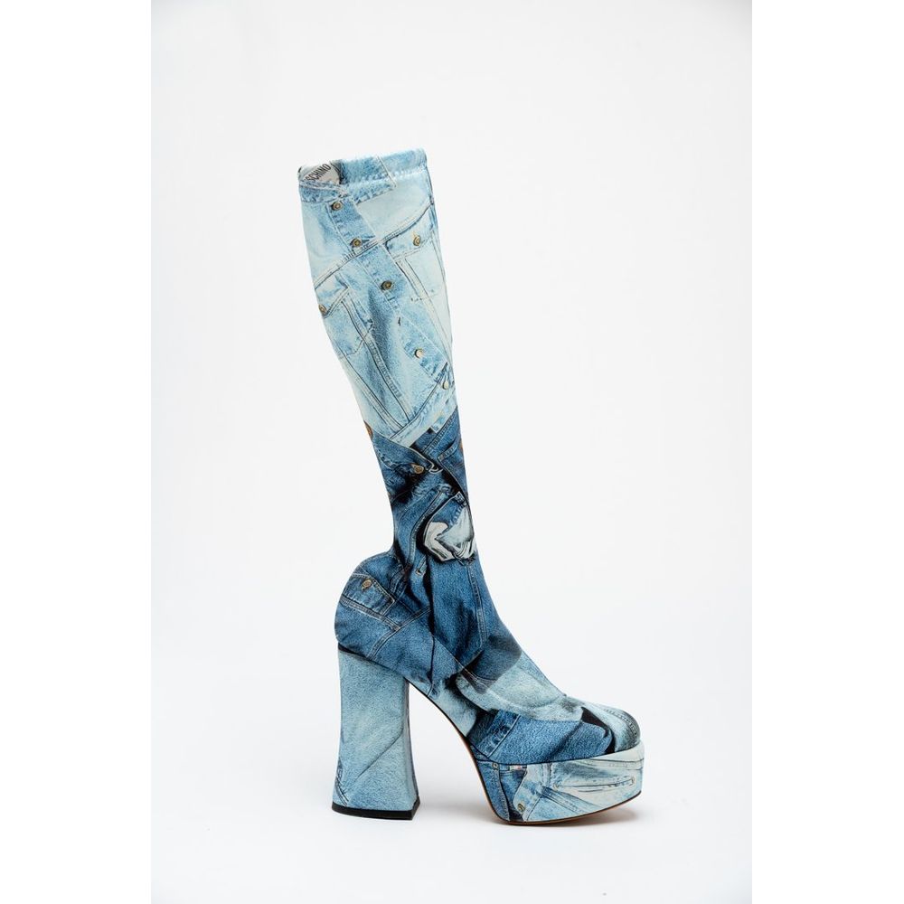 Moschino Mehrfarbige High Heel Stiefel aus Polyester
