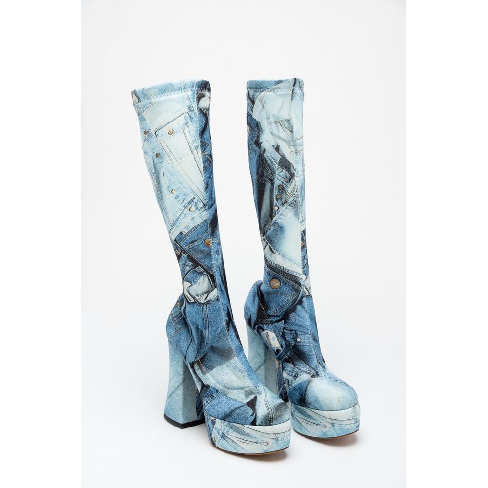 Moschino Mehrfarbige High Heel Stiefel aus Polyester