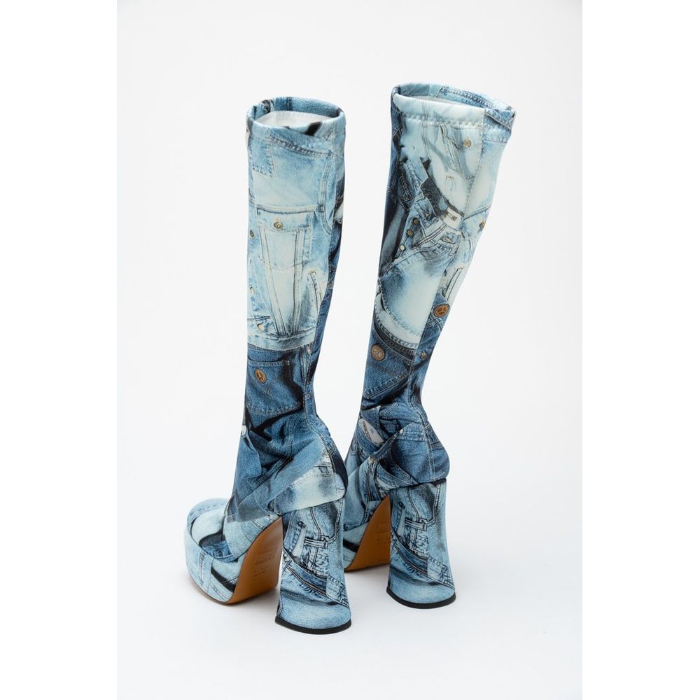 Moschino Mehrfarbige High Heel Stiefel aus Polyester