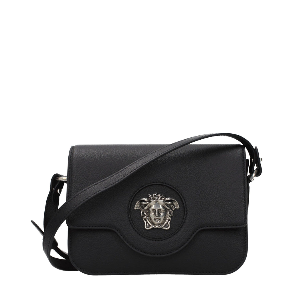 Versace Schwarze Leder Umhängetasche
