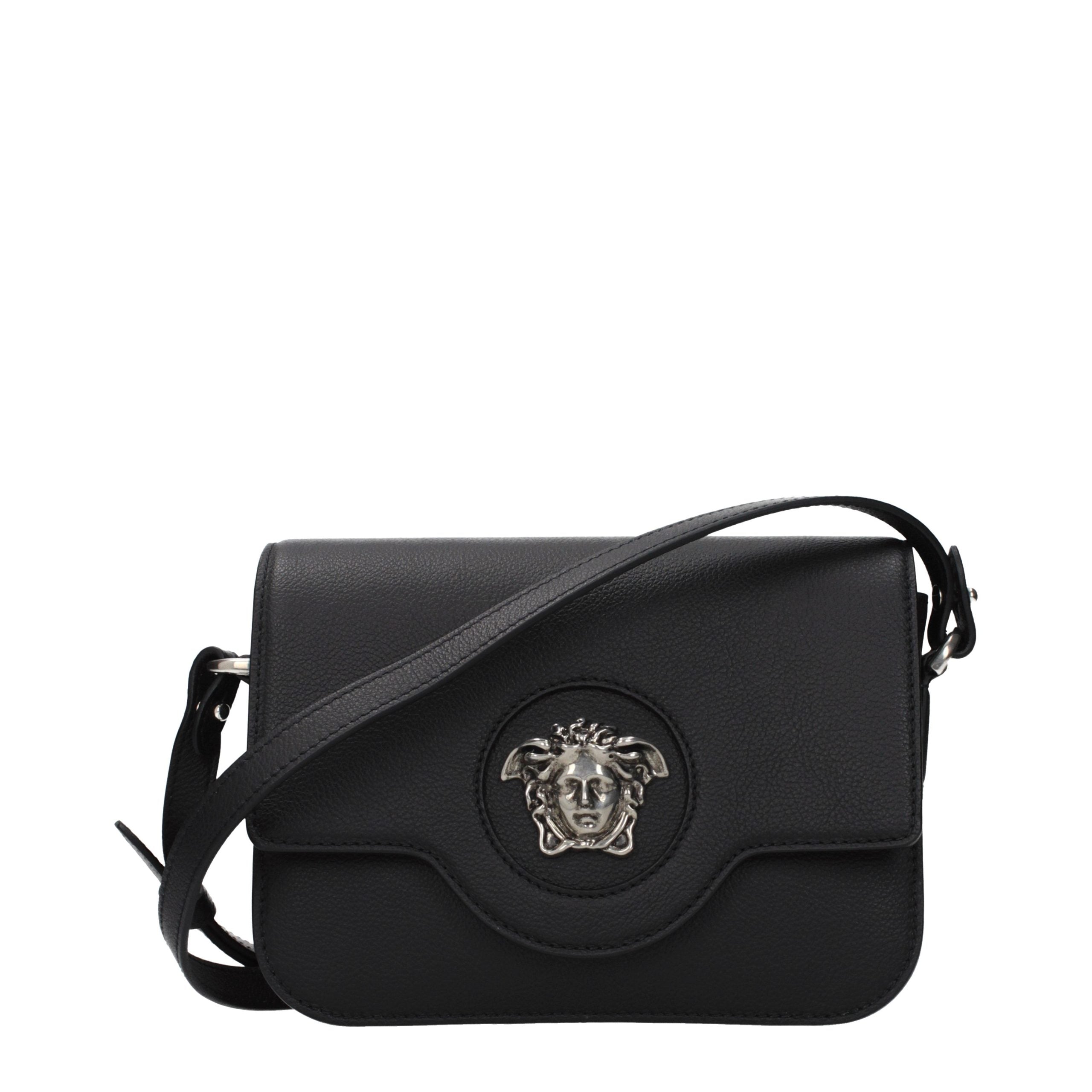 Versace Schwarze Leder Umhängetasche