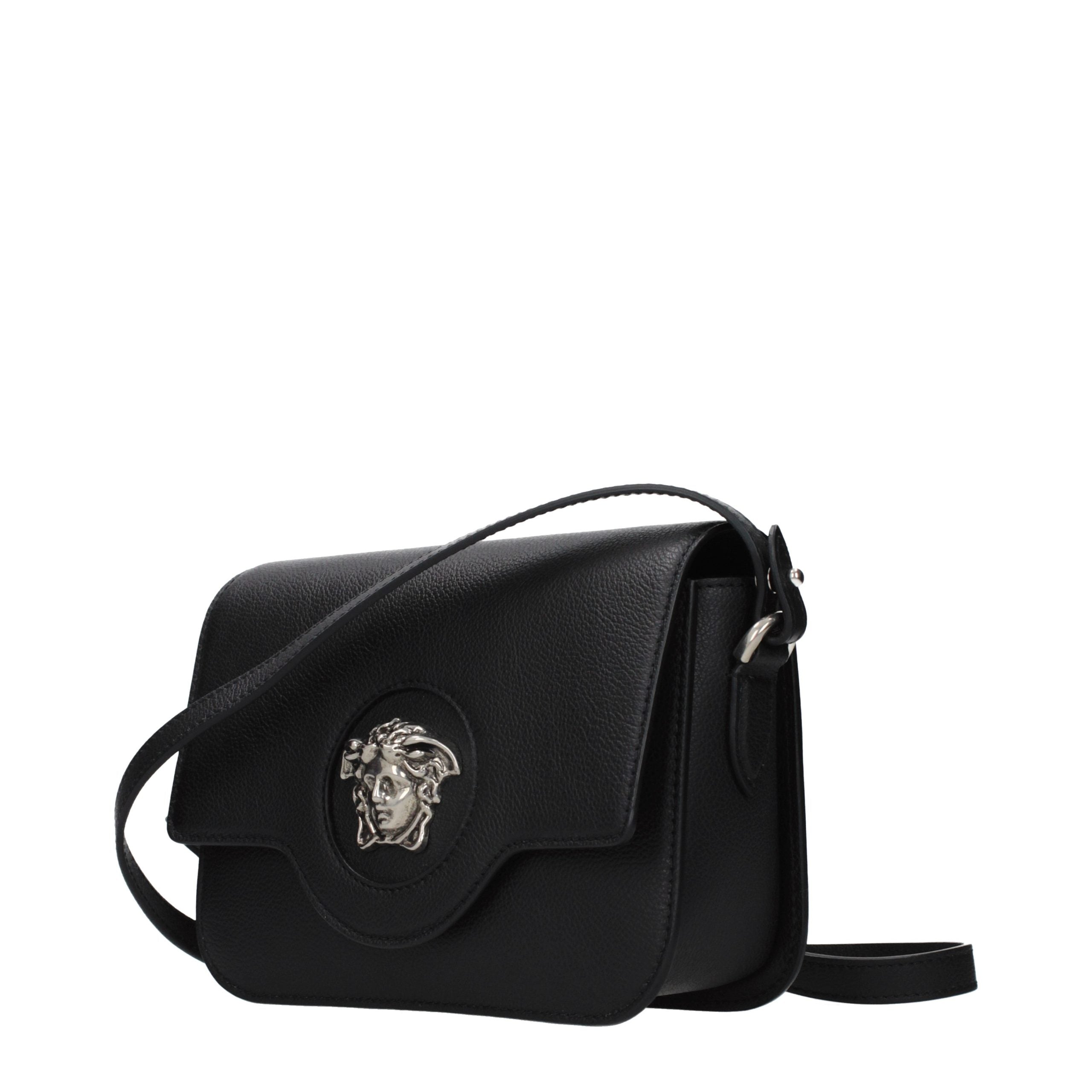 Versace Schwarze Leder Umhängetasche