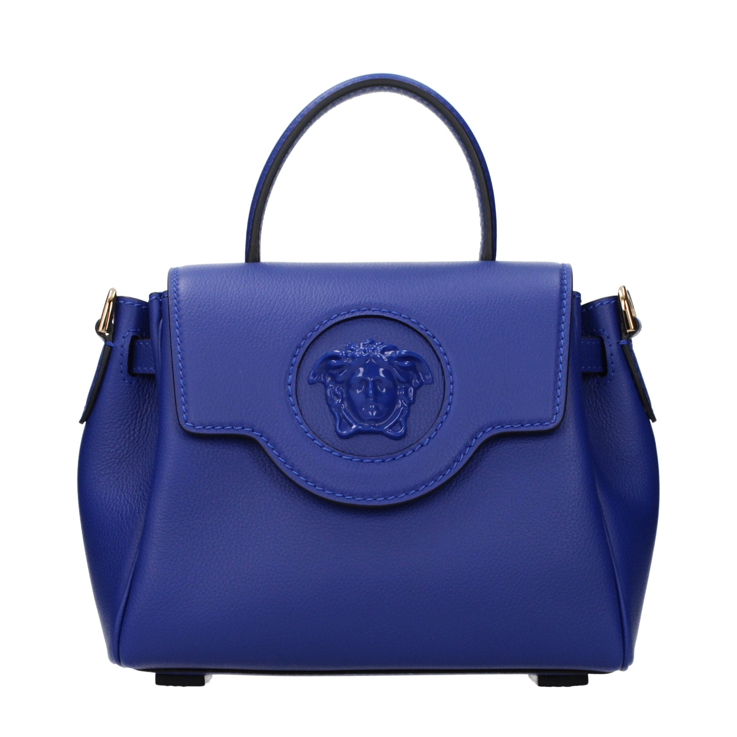 Versace Blaue Lederhandtasche