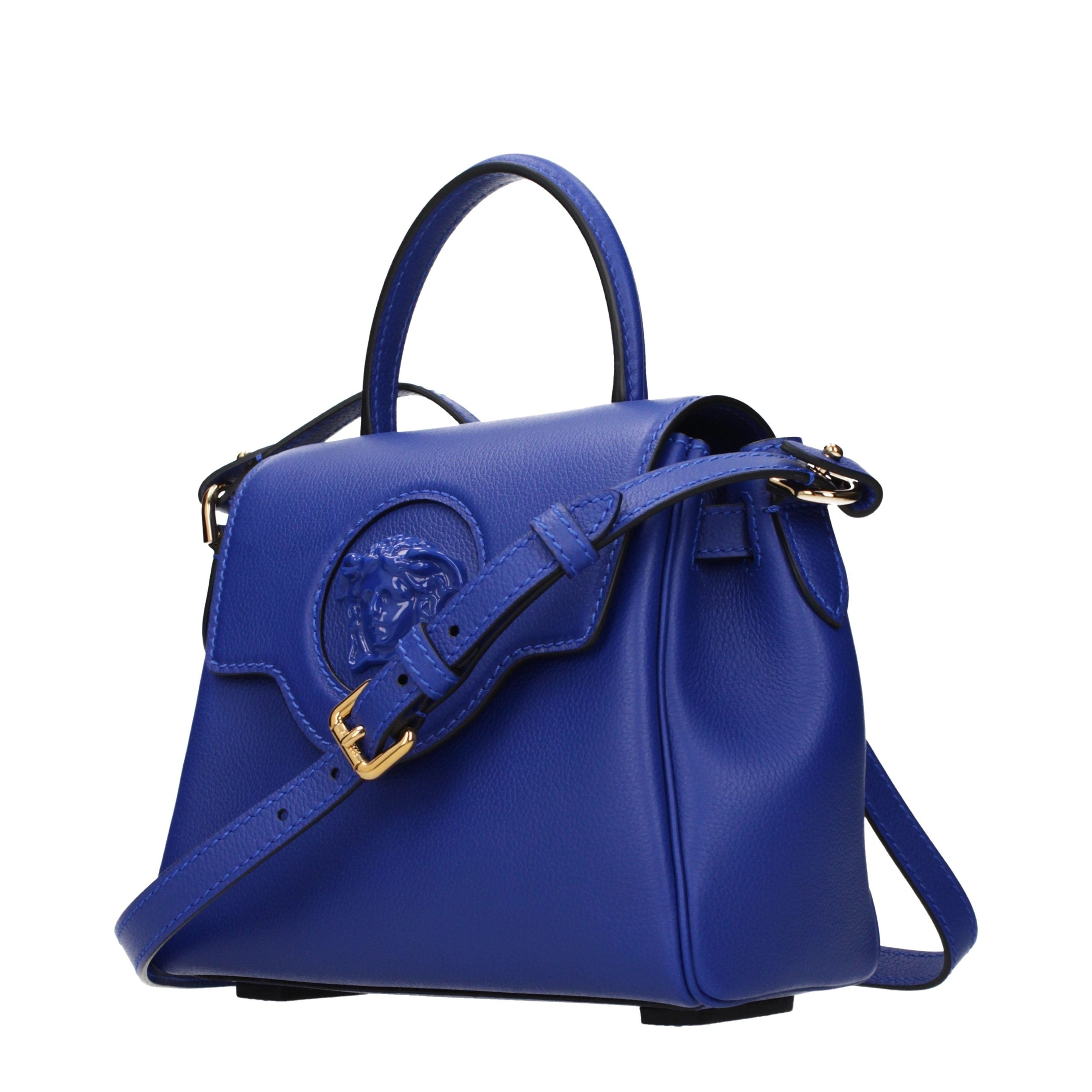 Versace Blaue Lederhandtasche