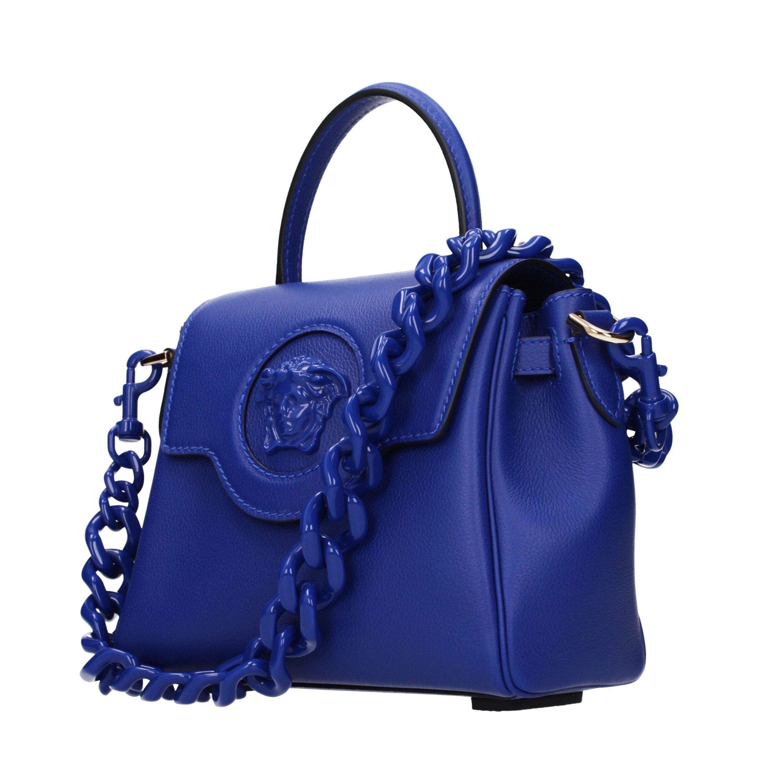 Versace Blaue Lederhandtasche