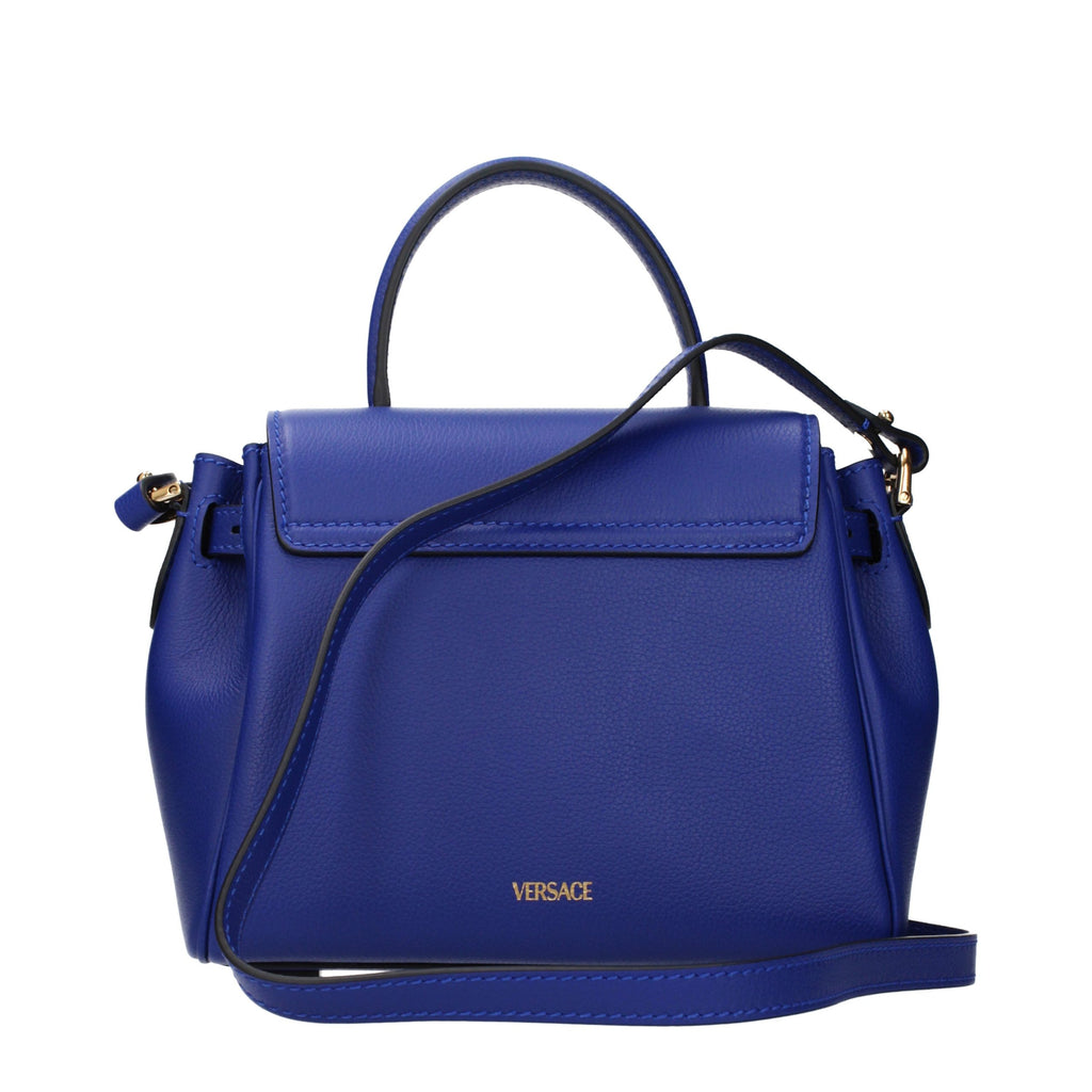 Versace Blaue Lederhandtasche