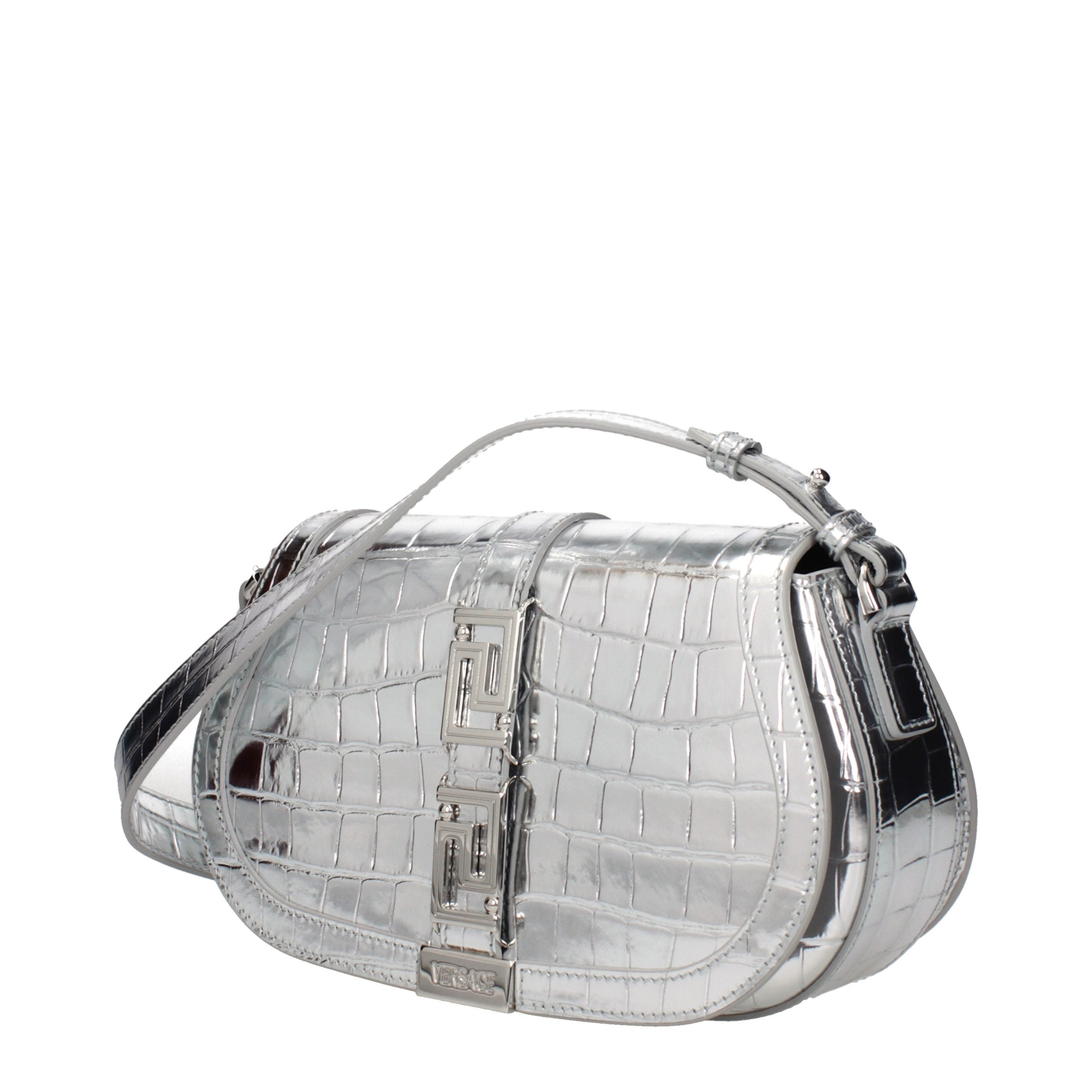 Versace Graue Leder Schultertasche