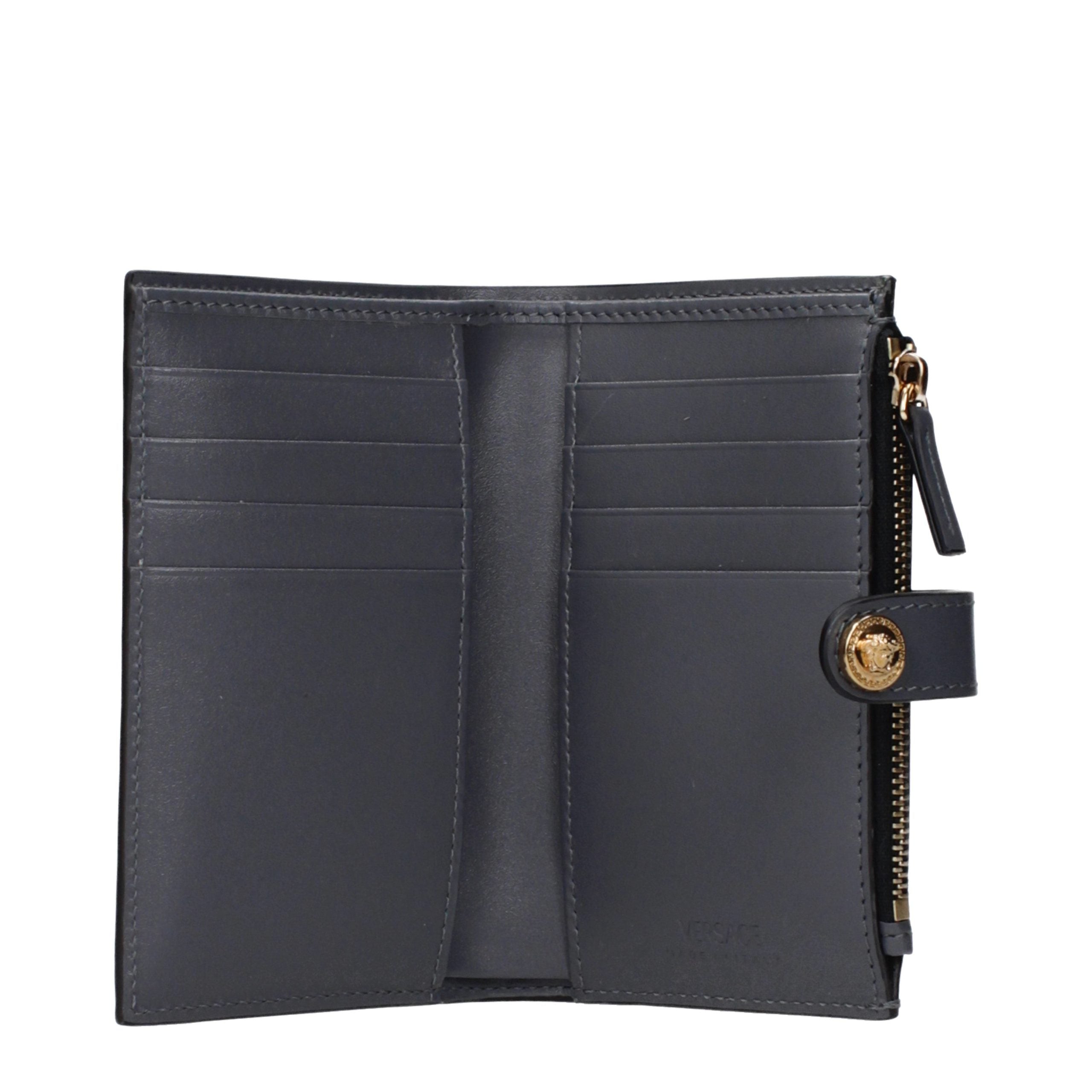 Versace Graue Ledergeldbörse