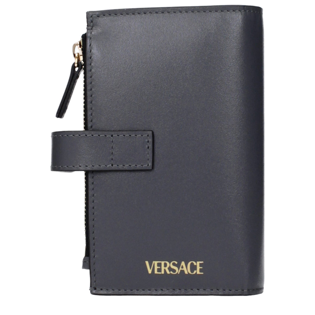 Versace Graue Ledergeldbörse
