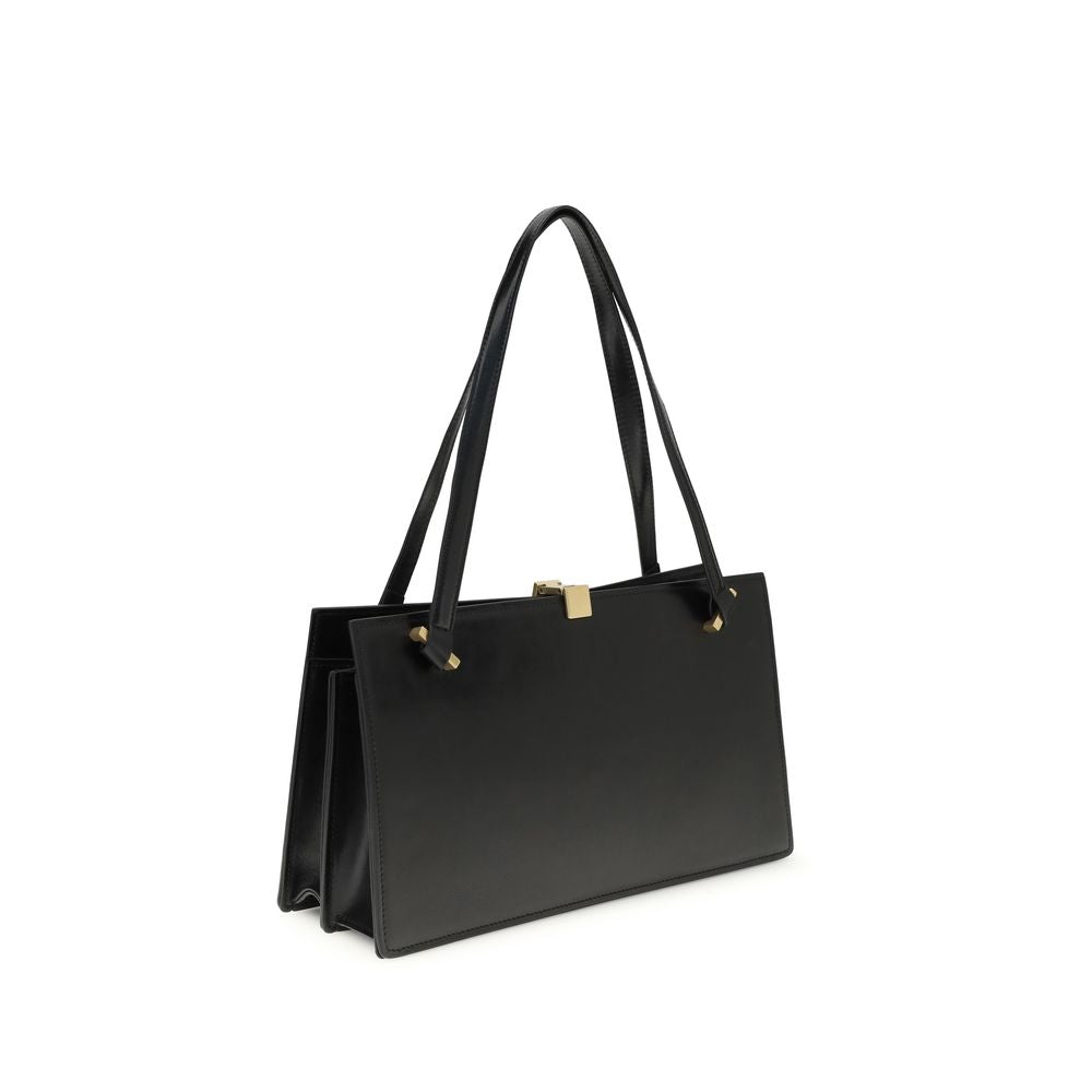 Versace Schwarze Kalbsleder Bos Taurus Schultertasche