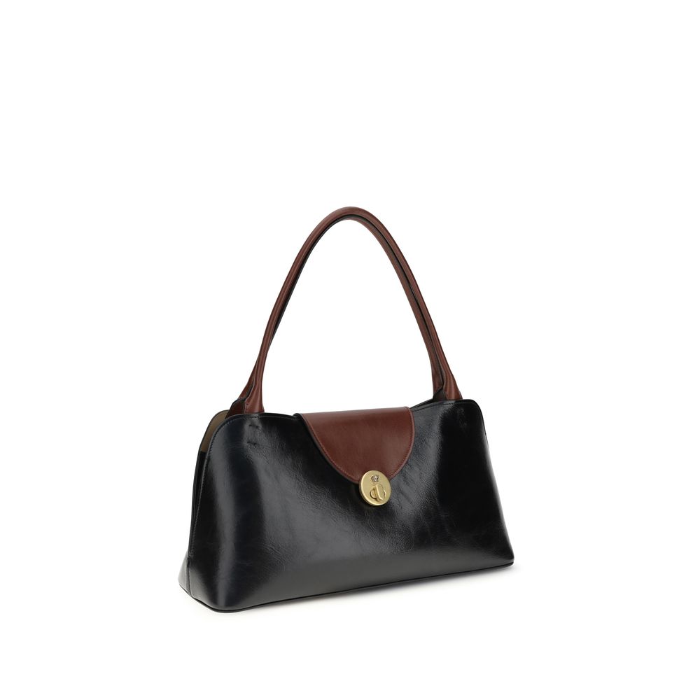 Versace Schwarze Bos Taurus Kalbsleder Schultertasche
