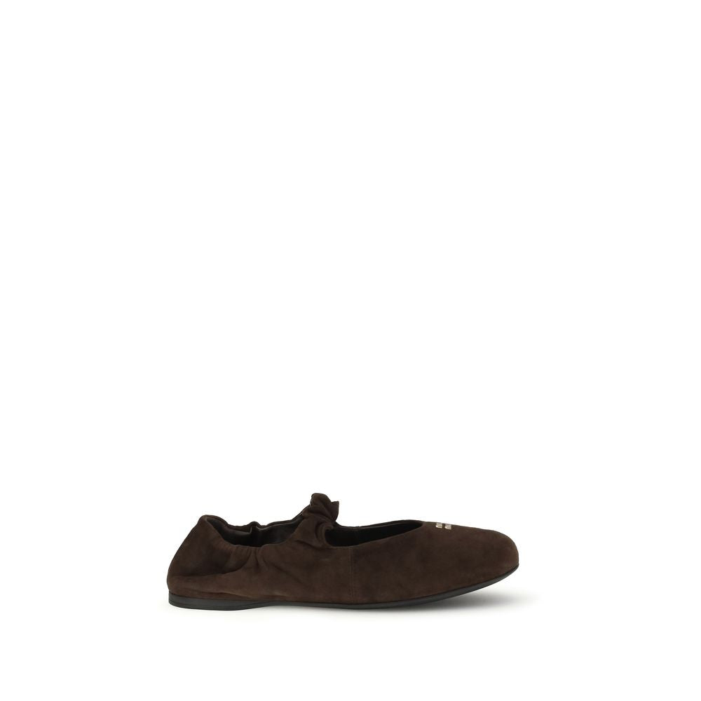 Miu Miu Braune Kalbsleder-Ballerinas Bos Taurus