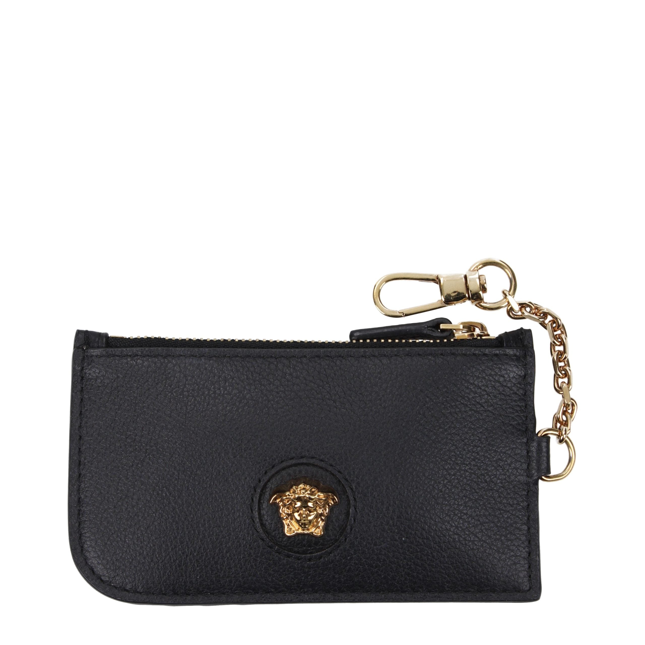 Versace Schwarze Ledergeldbörse