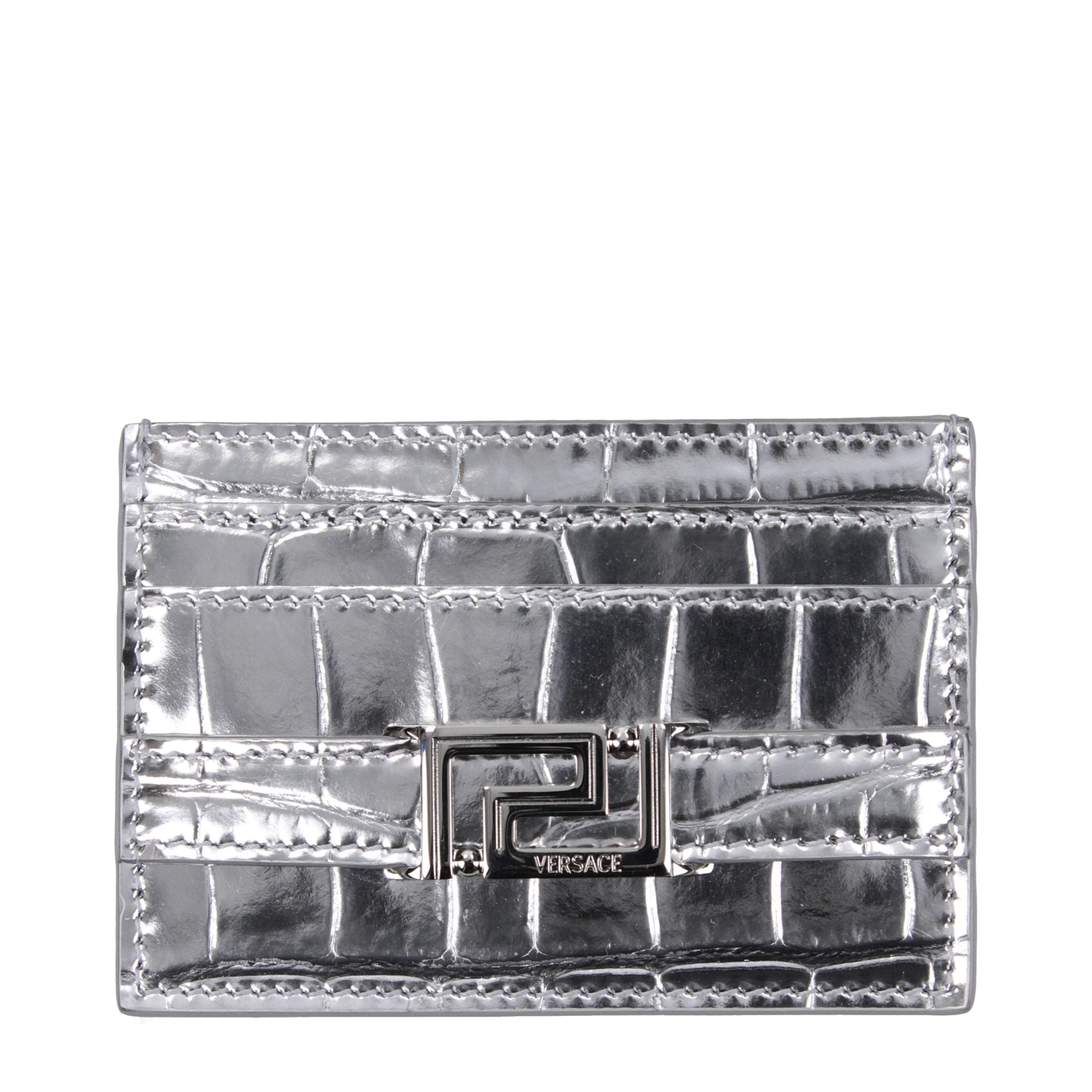 Versace Grauer Kartenhalter aus Leder