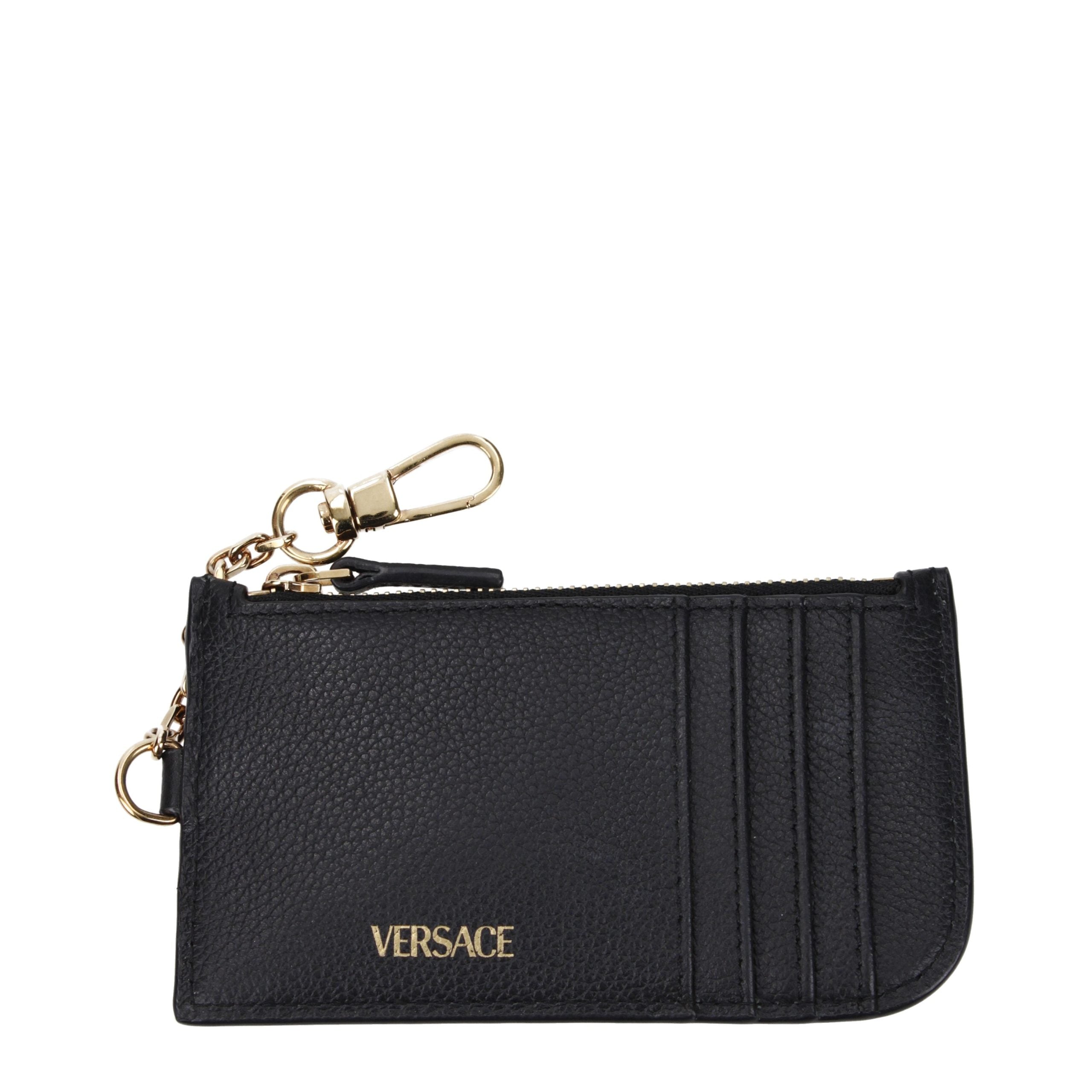 Versace Schwarze Ledergeldbörse