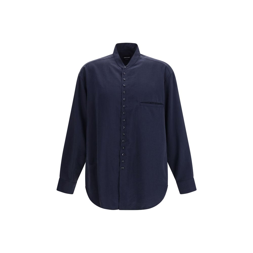 Giorgio Armani Blaues Seidenhemd