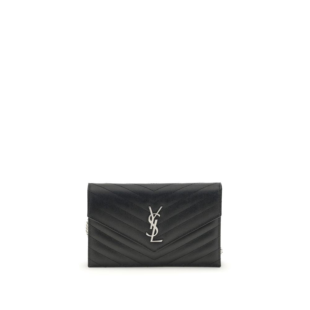 Saint Laurent Schwarzes Kalbsleder Bos Taurus Portemonnaie