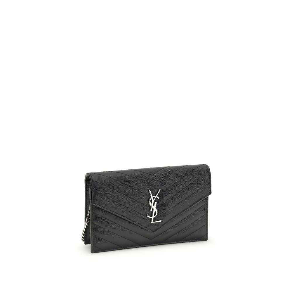 Saint Laurent Schwarzes Kalbsleder Bos Taurus Portemonnaie