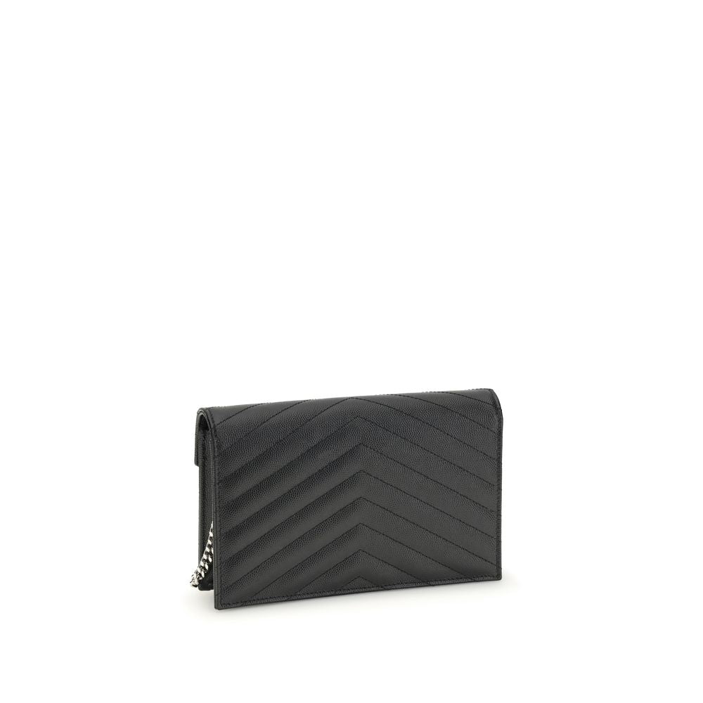 Saint Laurent Schwarzes Kalbsleder Bos Taurus Portemonnaie