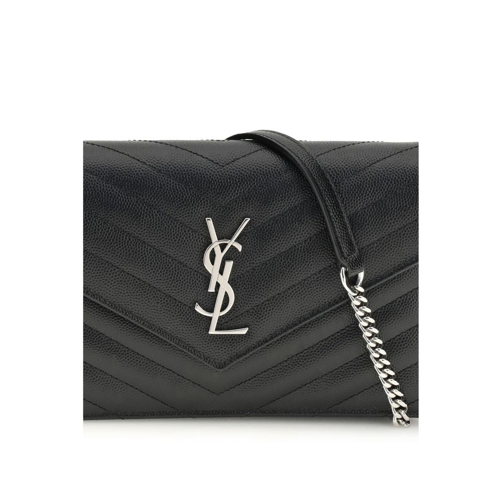 Saint Laurent Schwarzes Kalbsleder Bos Taurus Portemonnaie