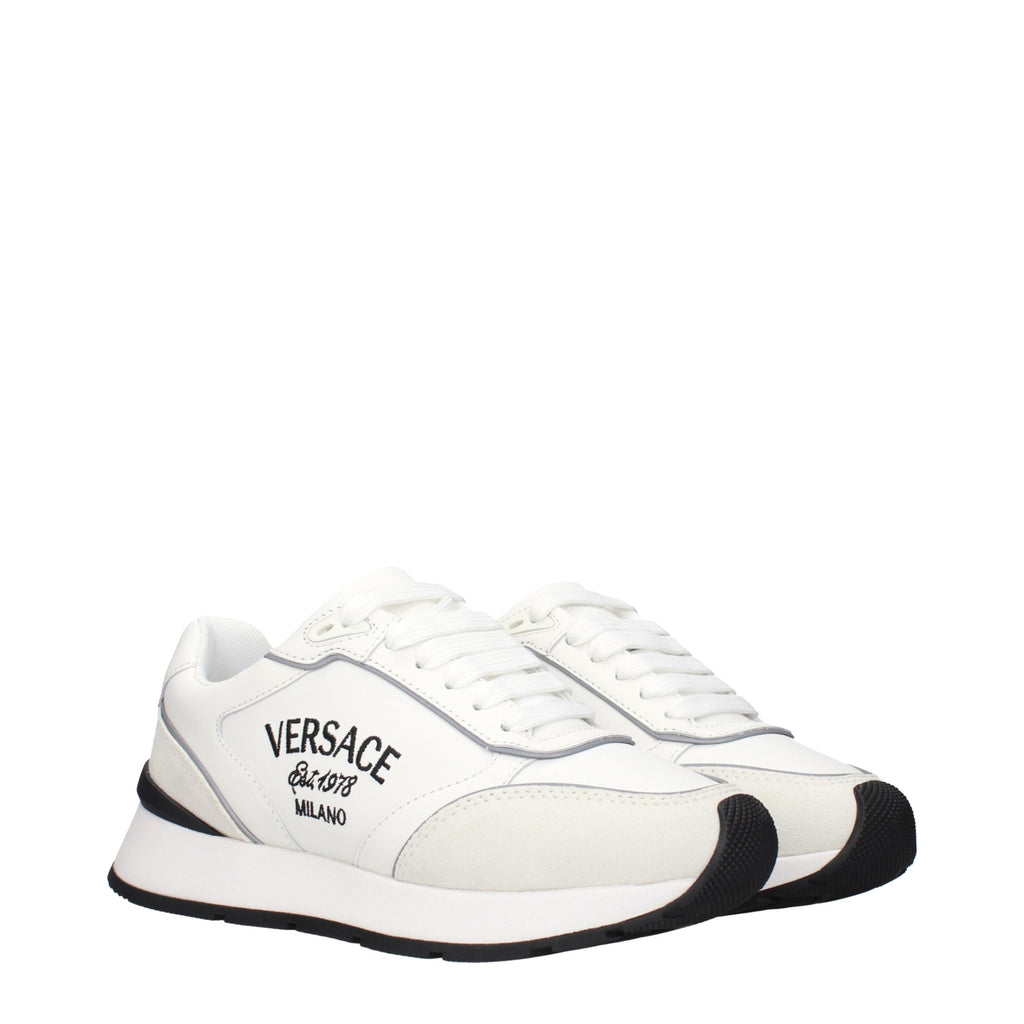 Versace Weiße Low-Top-Sneaker aus Leder
