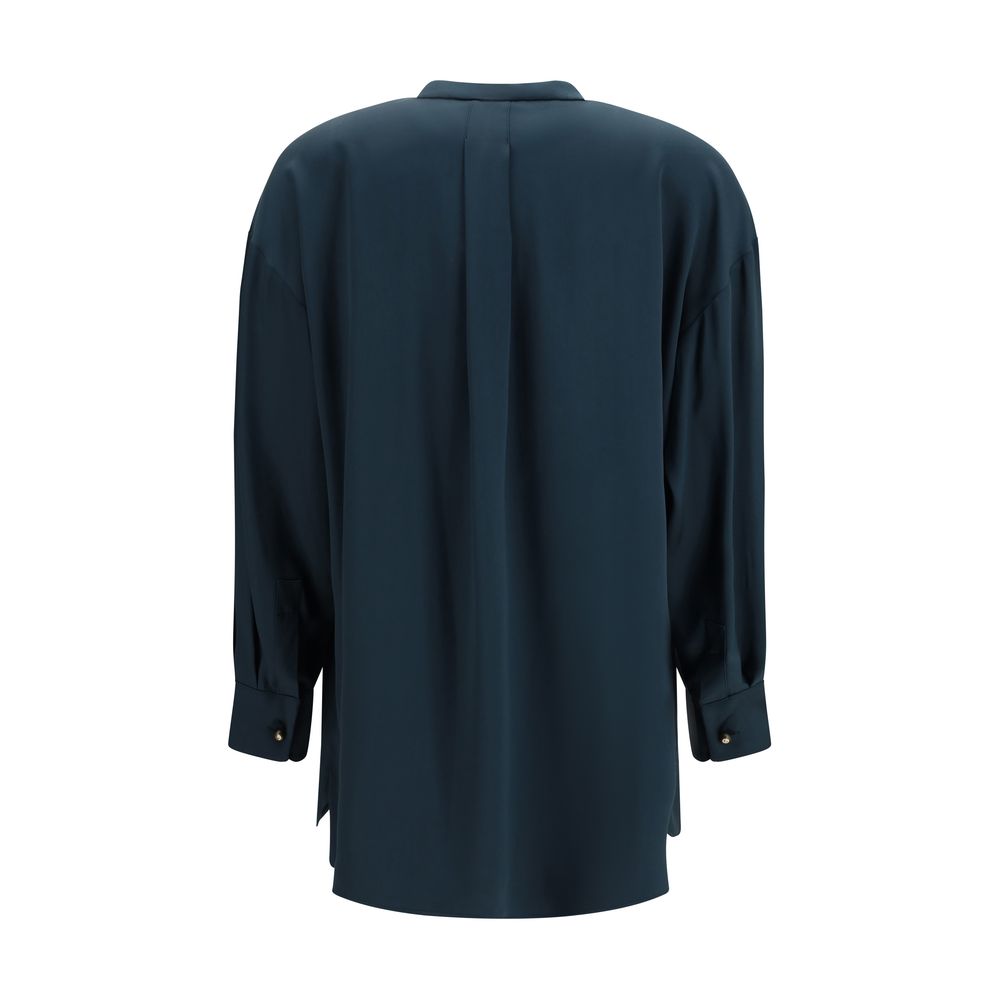 Giorgio Armani Blaue Seidenbluse