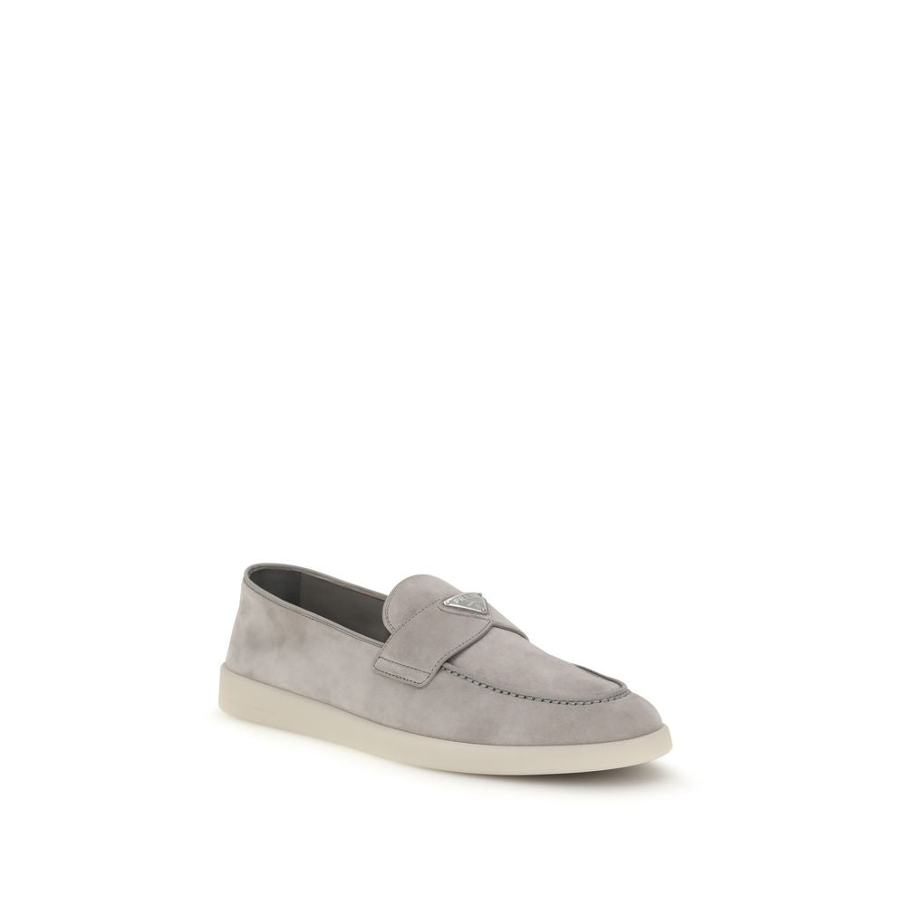 Prada Graue Kalbsleder-Loafer "Bos Taurus" zum Hineinschlüpfen