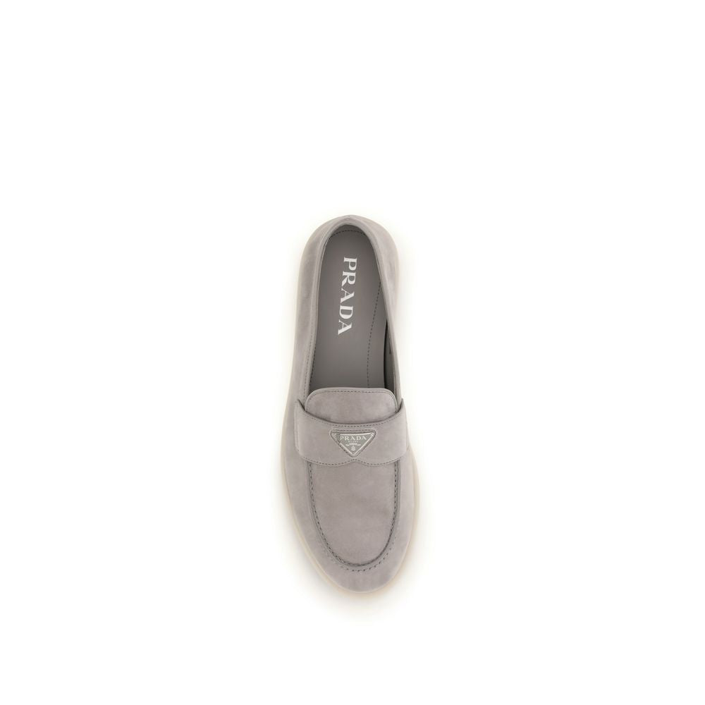 Prada Graue Kalbsleder-Loafer "Bos Taurus" zum Hineinschlüpfen