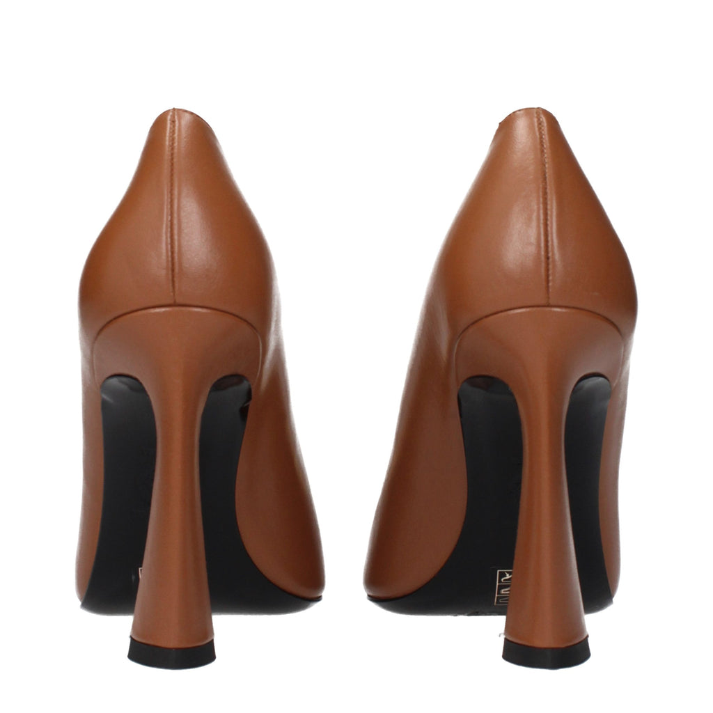 Versace Braune Leder Pumps mit hohem Absatz