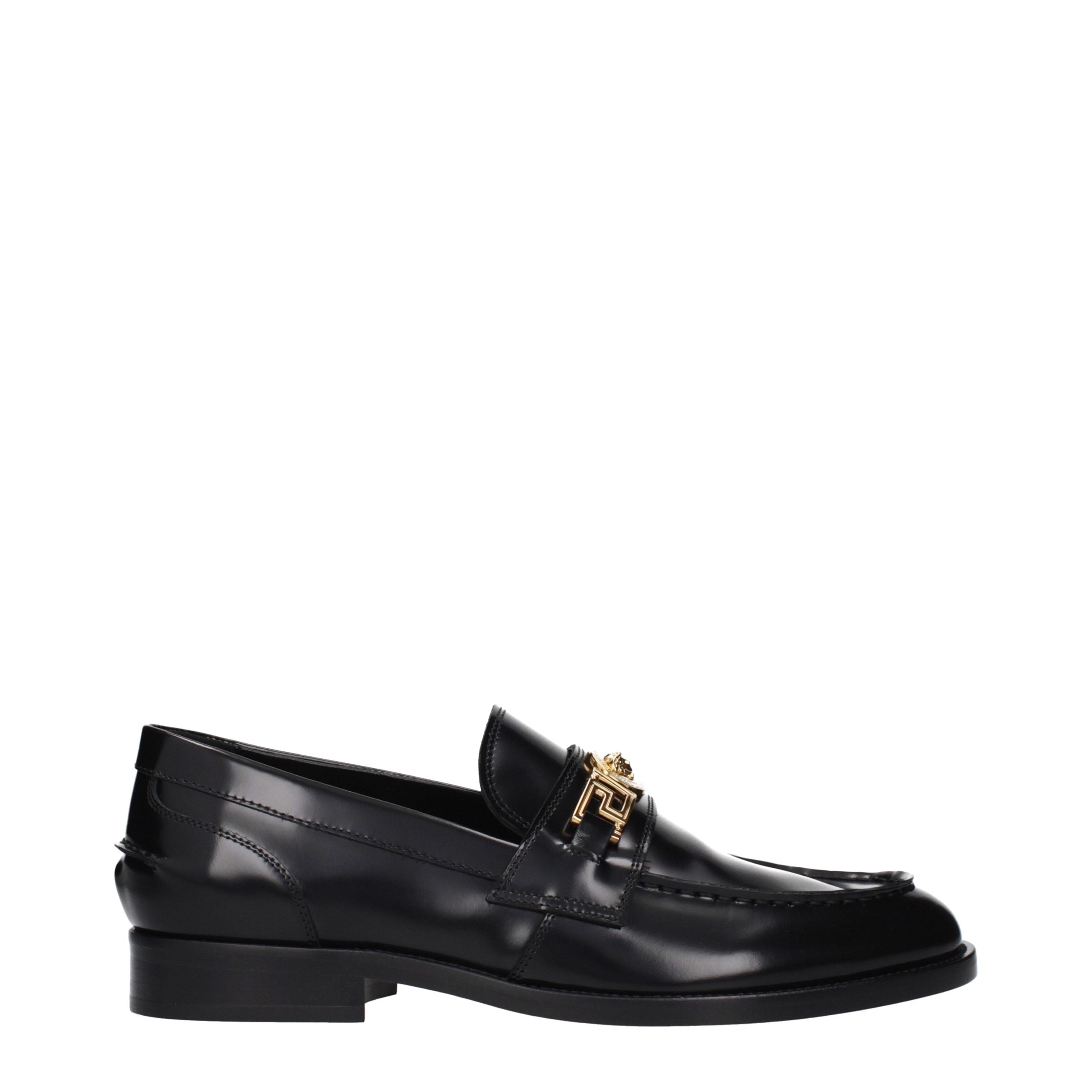 Versace Schwarze Loafer aus Leder zum Hineinschlüpfen