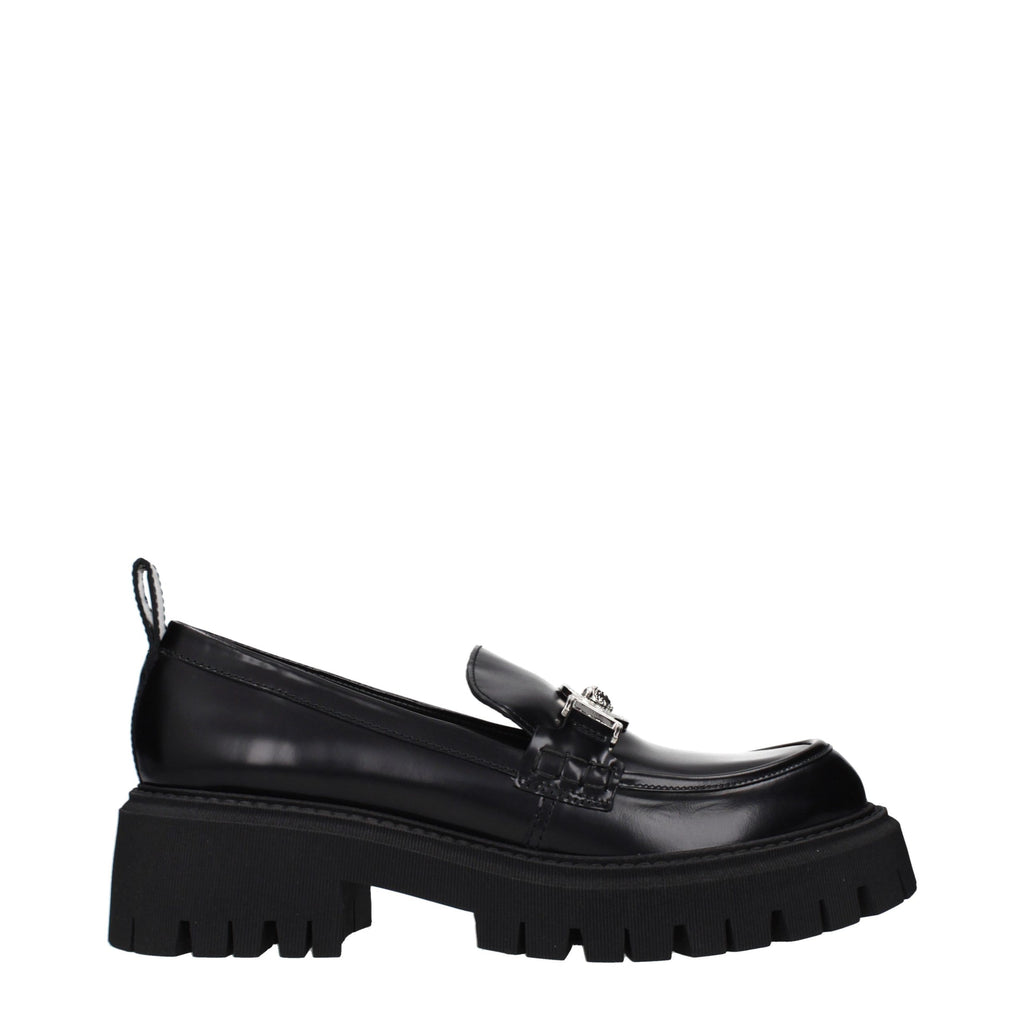 Versace Schwarze Leder Plateaulofers