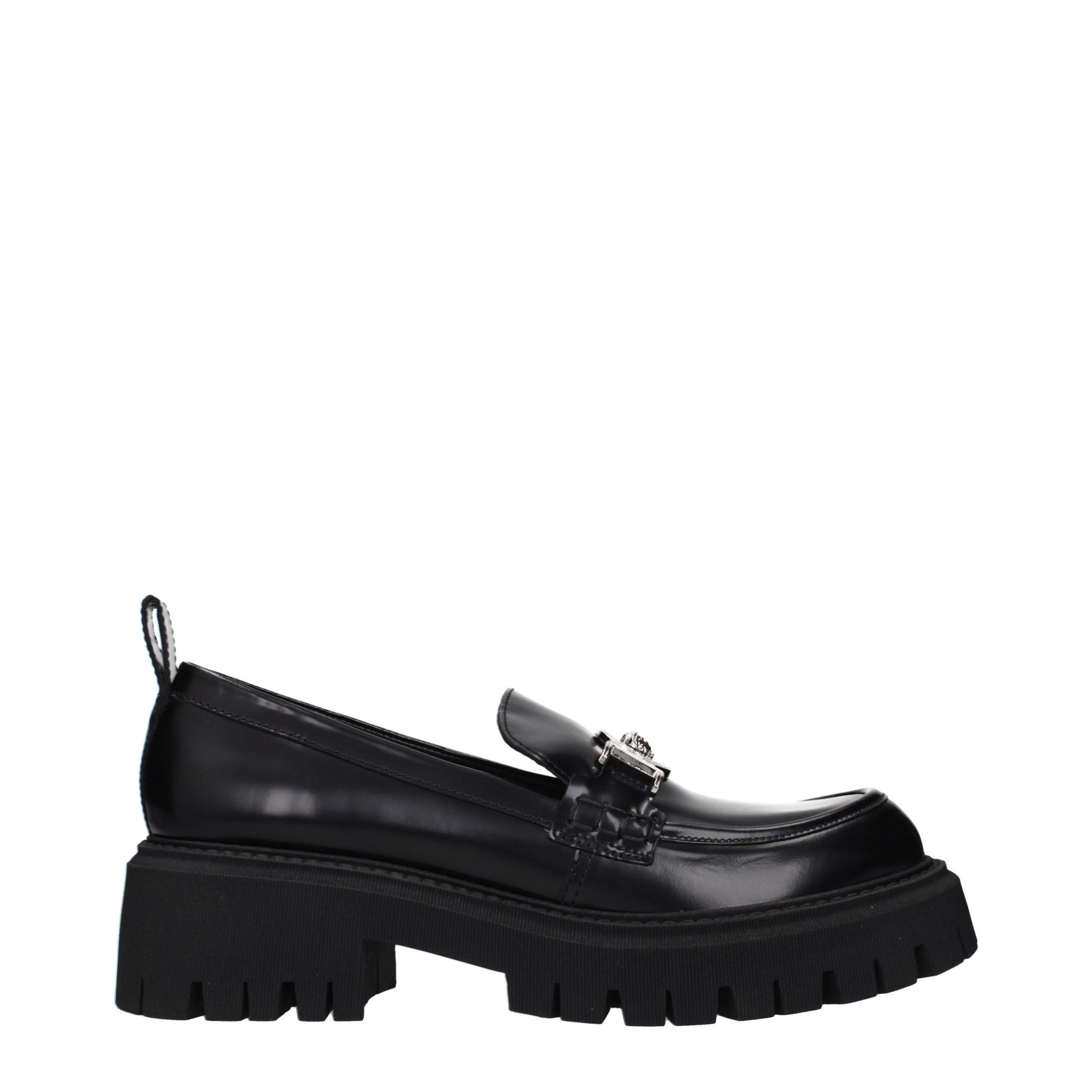 Versace Schwarze Leder Plateaulofers