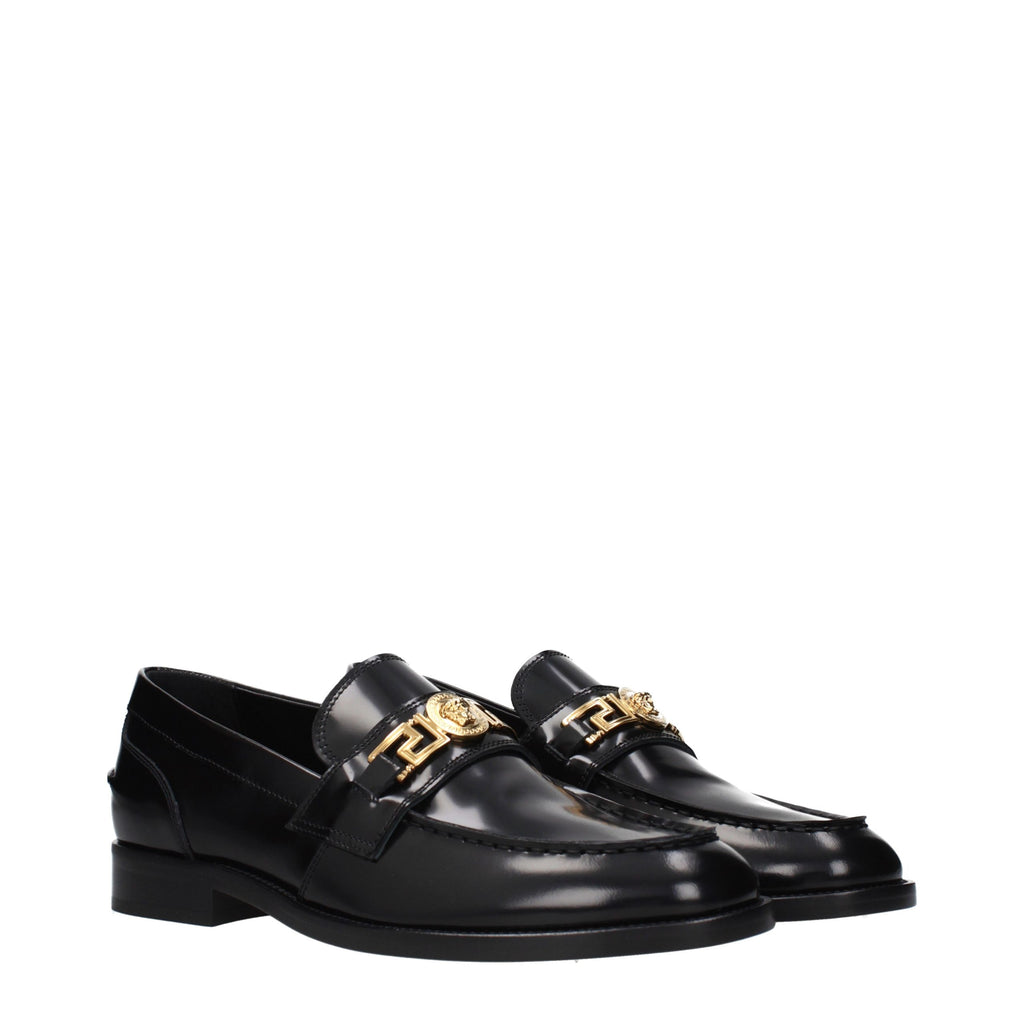 Versace Schwarze Loafer aus Leder zum Hineinschlüpfen