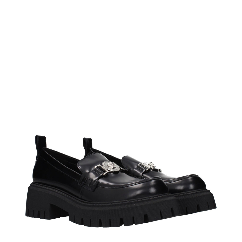 Versace Schwarze Leder Plateaulofers