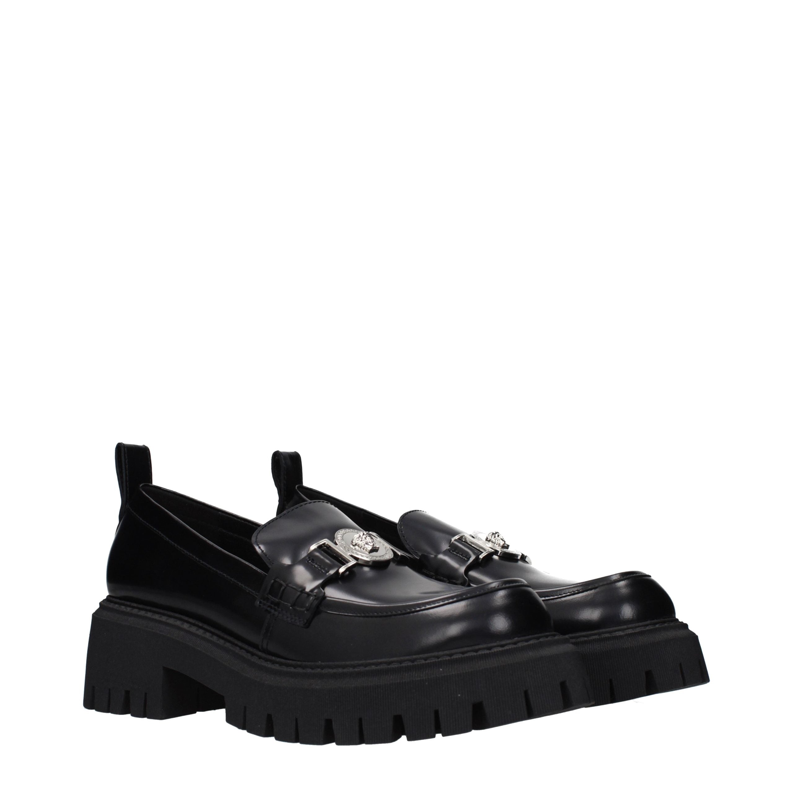 Versace Schwarze Leder Plateaulofers