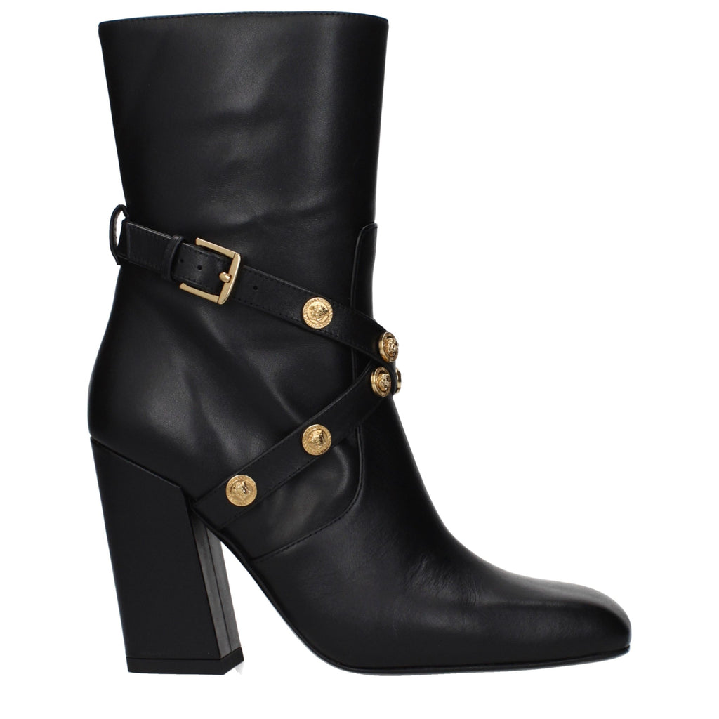 Versace Schwarze Leder-Ankle Boots