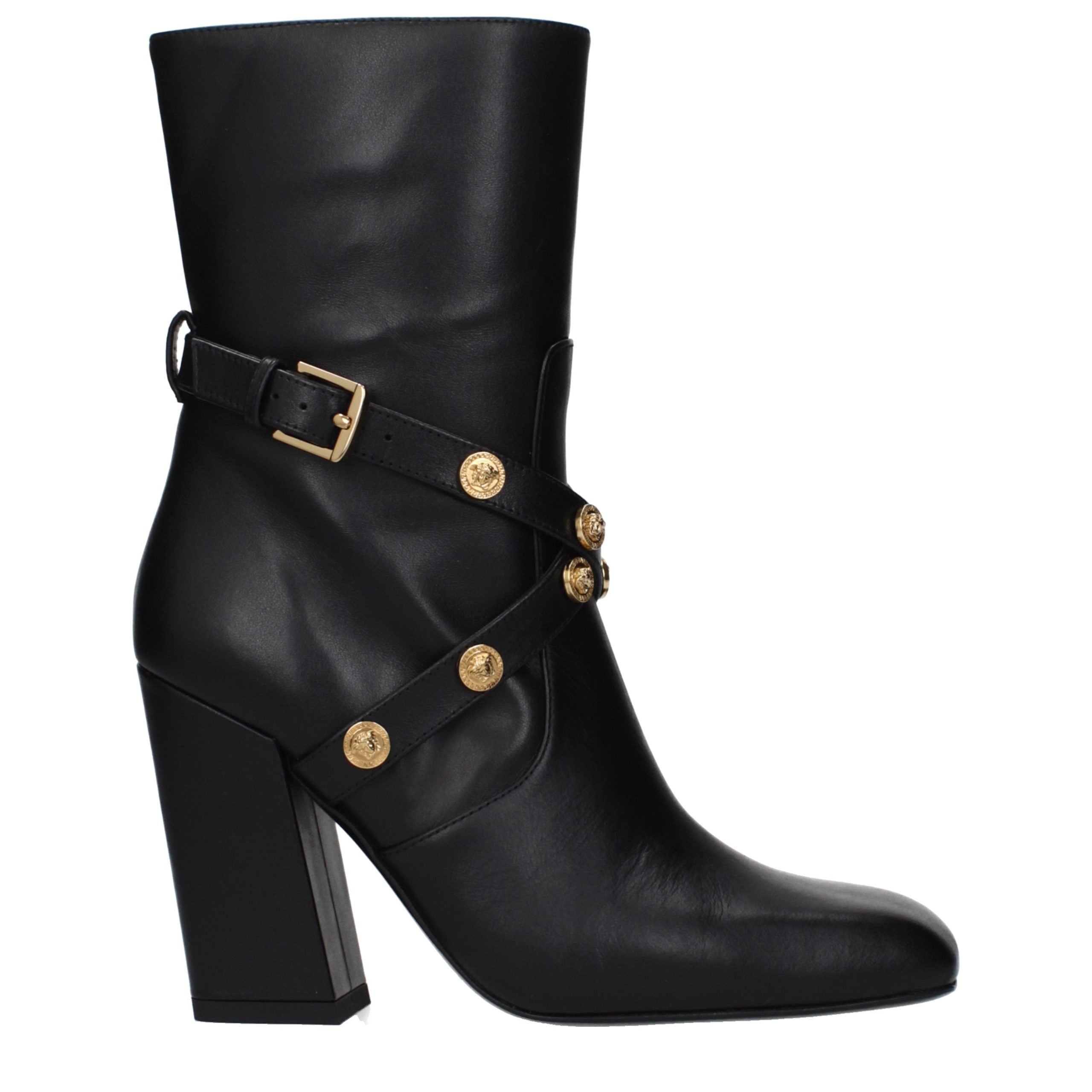 Versace Schwarze Leder-Ankle Boots