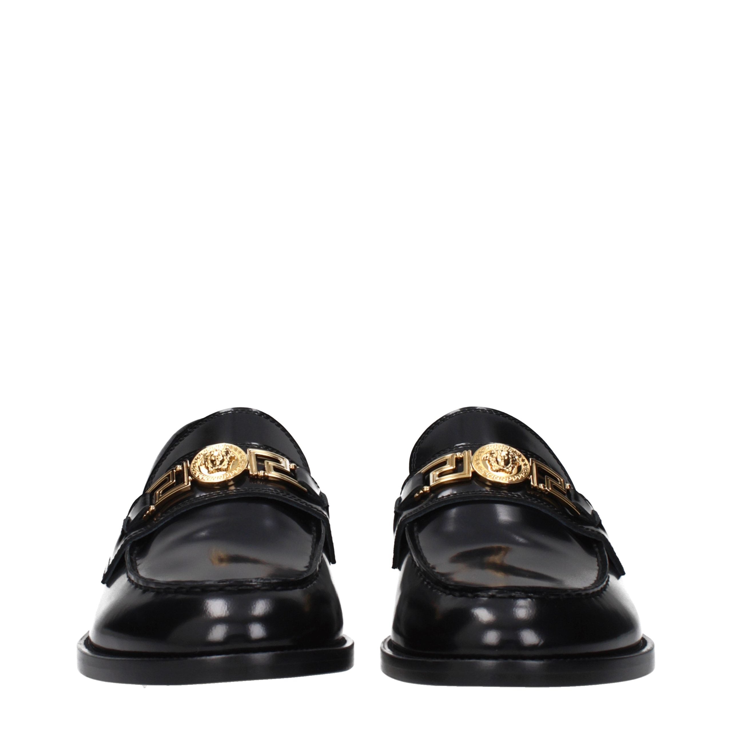 Versace Schwarze Loafer aus Leder zum Hineinschlüpfen