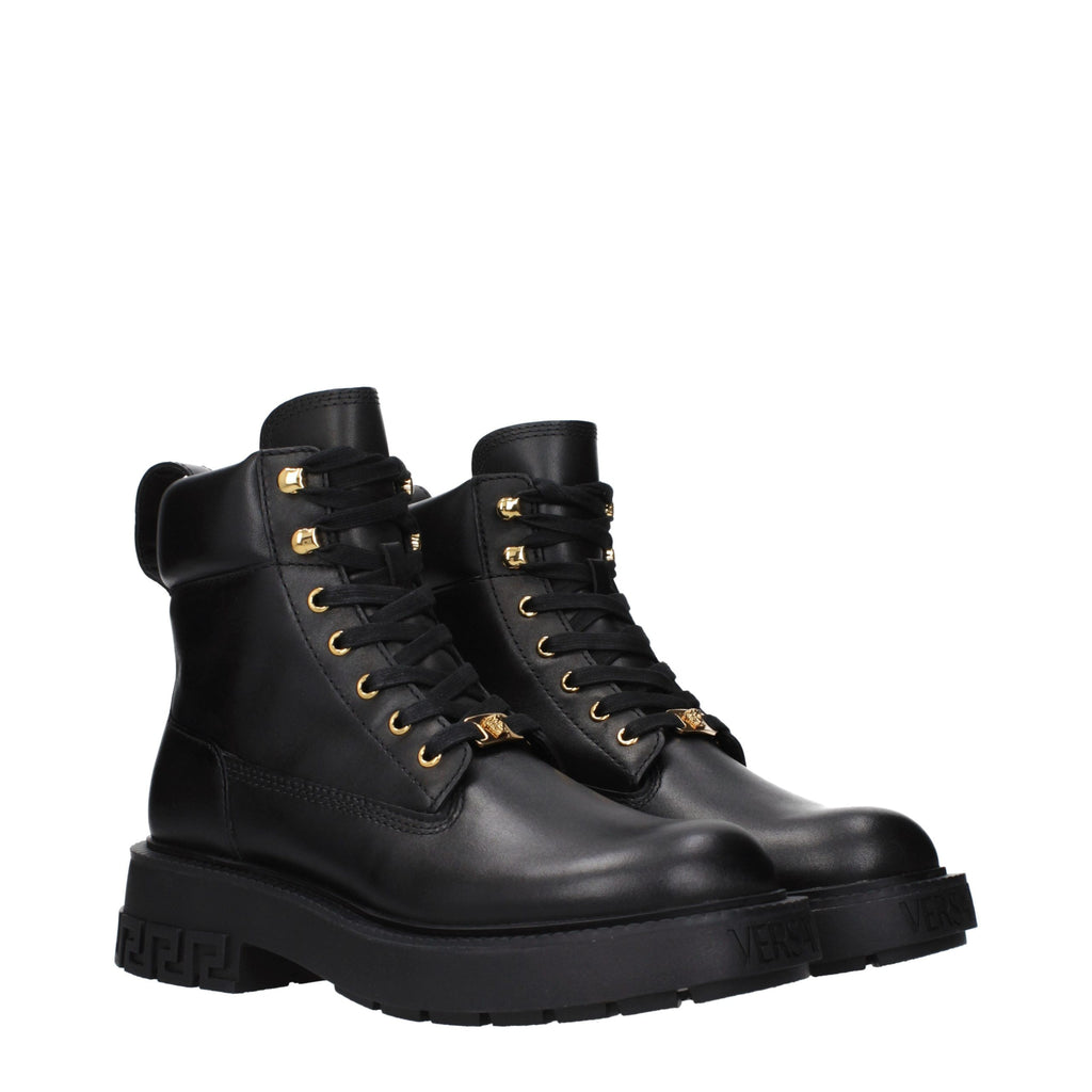 Versace Schwarze Leder-Stiefeletten